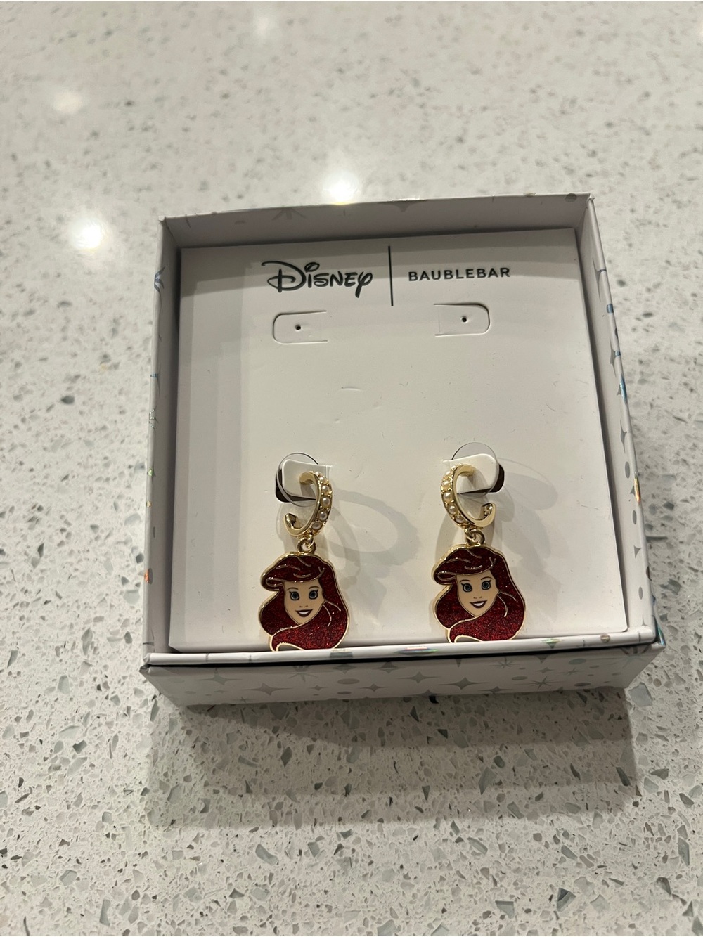 Disney Gold-Tone Ariel Red Enamel Drop Earrings
